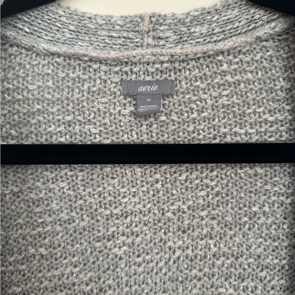 Aerie Chunky Knit Slouchy Oversized Cardigan Women’s Medium Grey Open Front - Picture 4 of 5